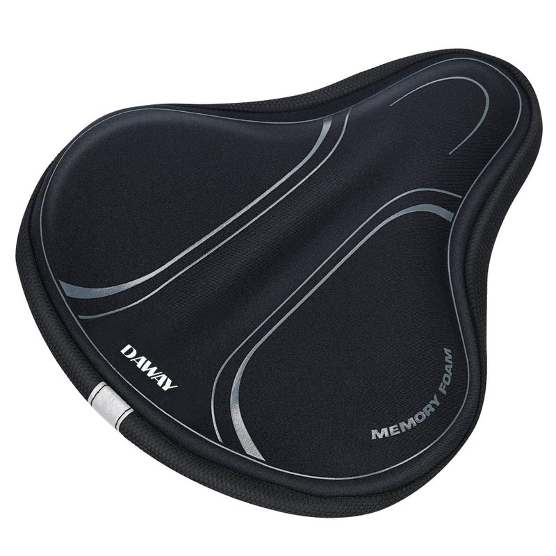 DAWAY Memory Foam Bike Seat Cover - C3 Extra Soft Pad Most Comfortable Exercise Bike Saddle Cushion for Women Men, Fit for Peloton, Stationary, Indoor Bicycles, Mountain, Road Outdoor Bycicle - Image 1